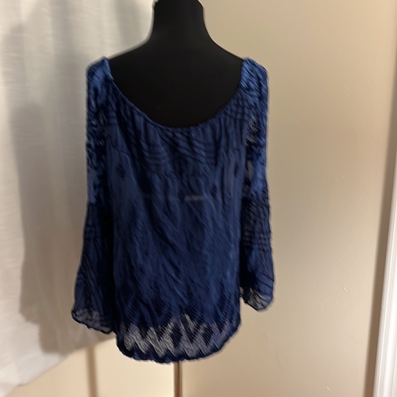 Language Blue Patterned Blouse - Picture 3 of 3
